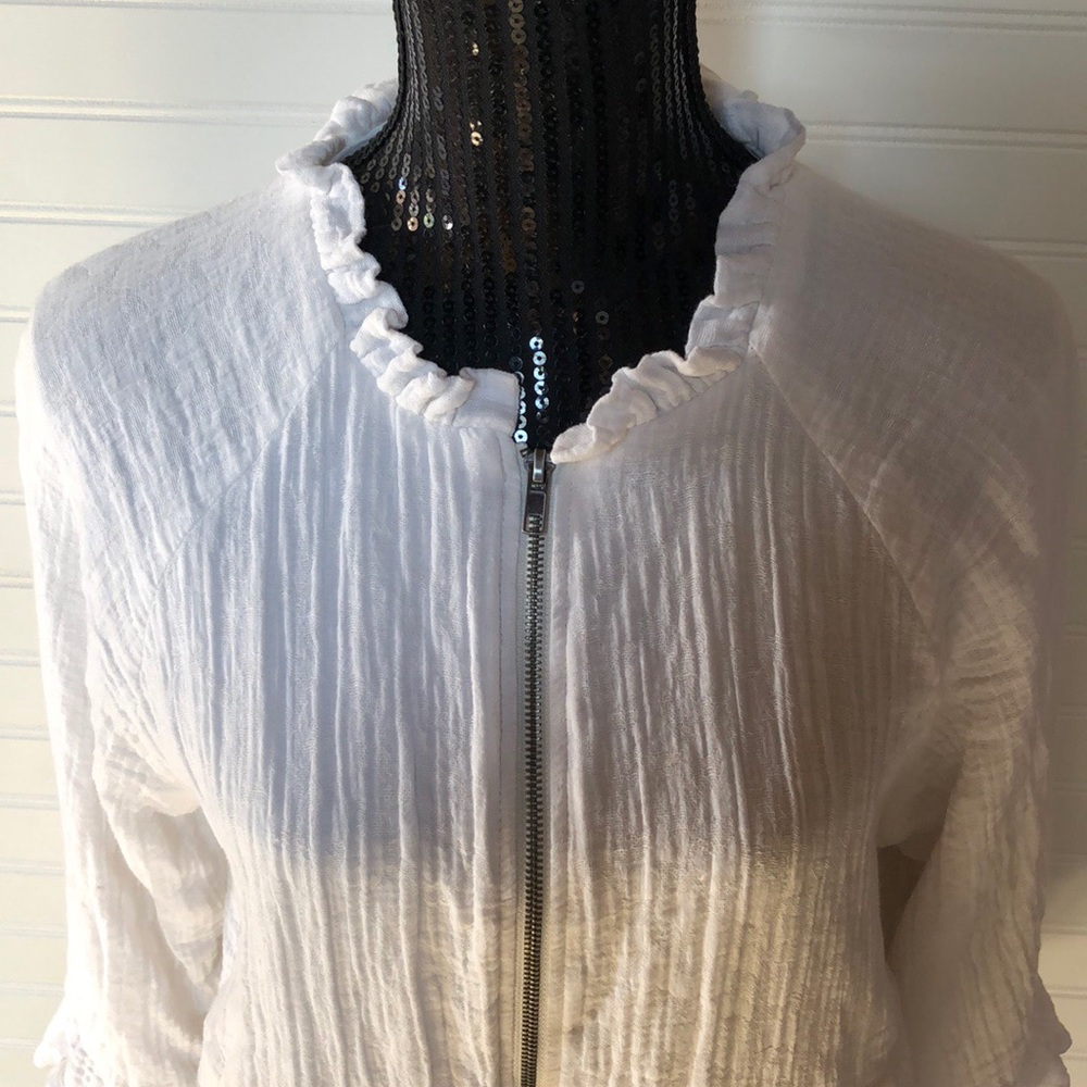 Anthropologie Franklin 3/4 Sleeve Zip Jacket White - Picture 5 of 7